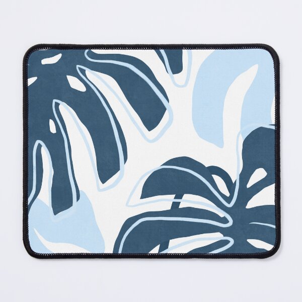 Item preview, Modern monstera tropical leaf pattern in blue designed and sold by Miss-Belle.