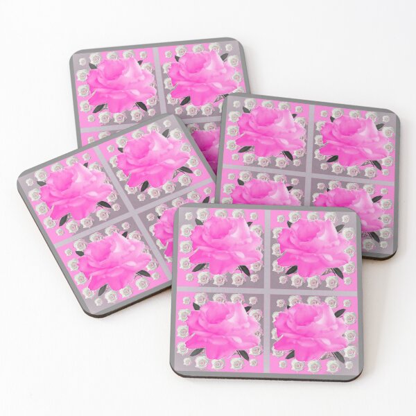 Item preview, PINK GARDEN ROSE PATTERENS GREY ART designed and sold by sharlesart.