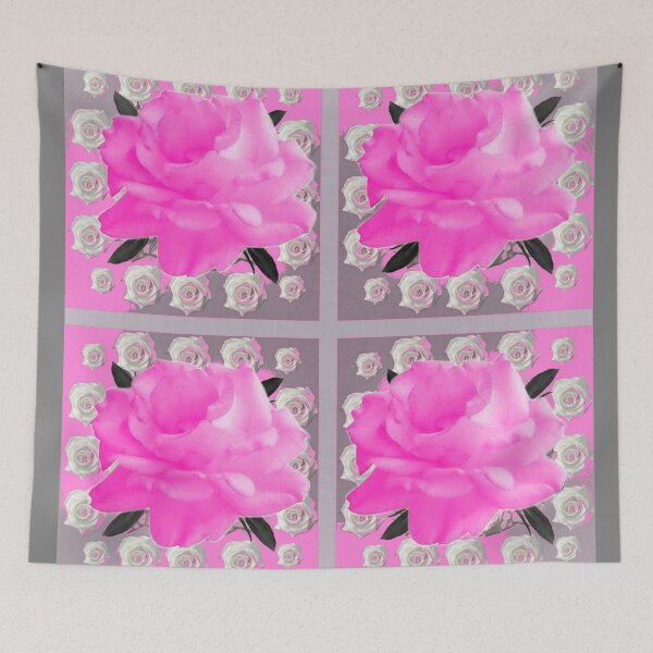 Item preview, PINK GARDEN ROSE PATTERENS GREY ART designed and sold by sharlesart.