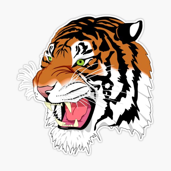 Bengal tiger face, tiger majestic, roar, psychedelic, vivid color line art