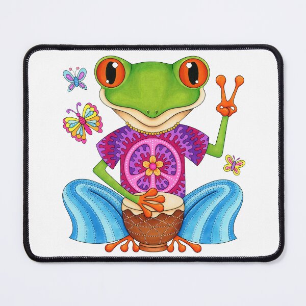 Item preview, Peace Frog - Colorful Hippie Frog Art by Thaneeya McArdle designed and sold by Thaneeya McArdle.