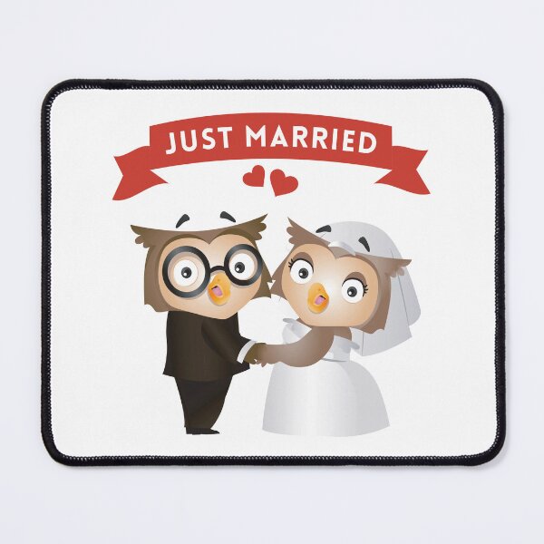 Item preview, Just Married Owl Wedding Couple designed and sold by BuxomBabe21.