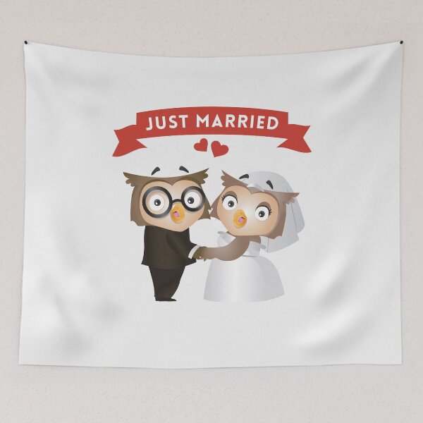 Item preview, Just Married Owl Wedding Couple designed and sold by BuxomBabe21.