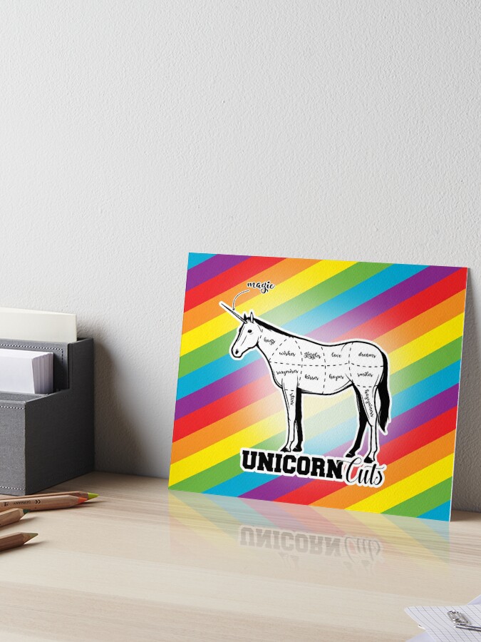 Unicorn cuts retro funny meat from unicorns bacon cut on rainbow pride LGBT  flag candy cute background sarcastic meme (see description for more) HD  HIGH QUALITY ONLINE STORE