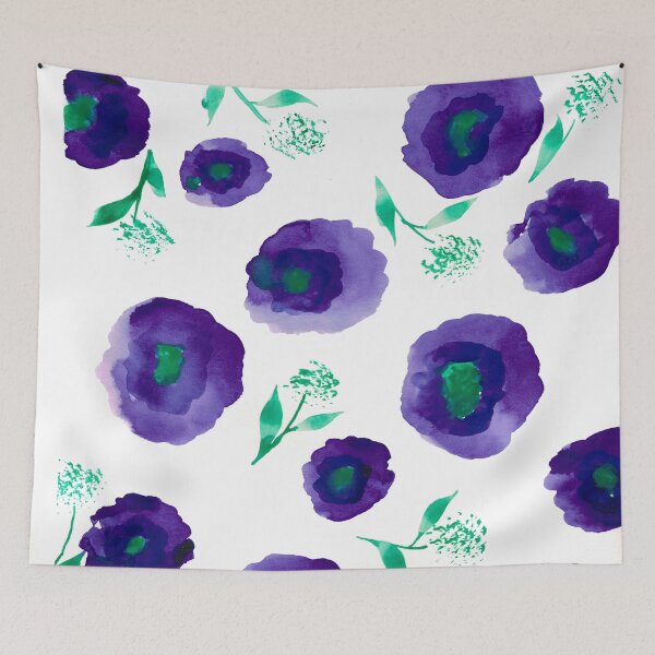 Item preview, Modern Purple Watercolor Flowers designed and sold by JuniperWD.