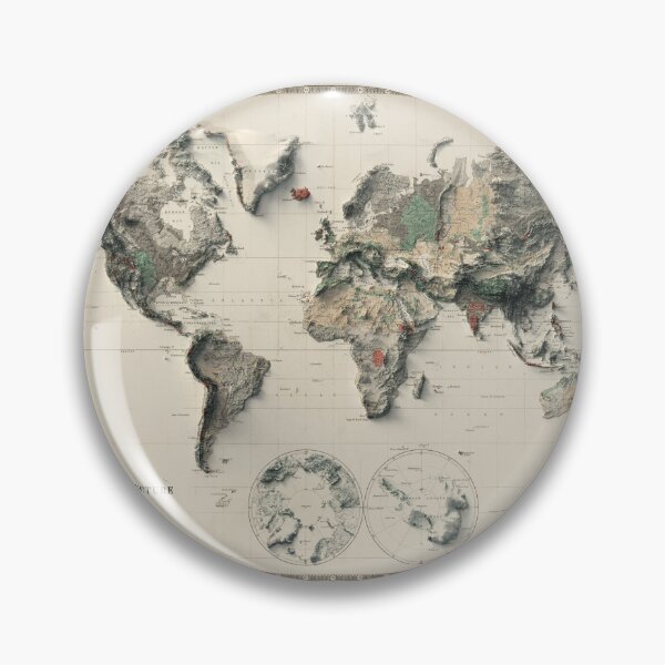 Item preview, 1892 World Relief Map 3D digitally-rendered designed and sold by ThinkAboutMaps.