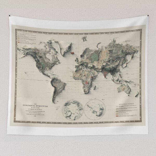 Item preview, 1892 World Relief Map 3D digitally-rendered designed and sold by ThinkAboutMaps.