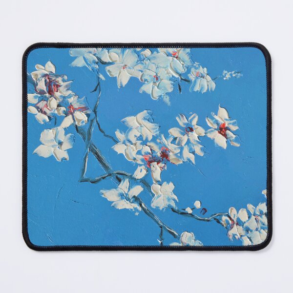 Item preview, White blossom on blue designed and sold by MatsonArtDesign.