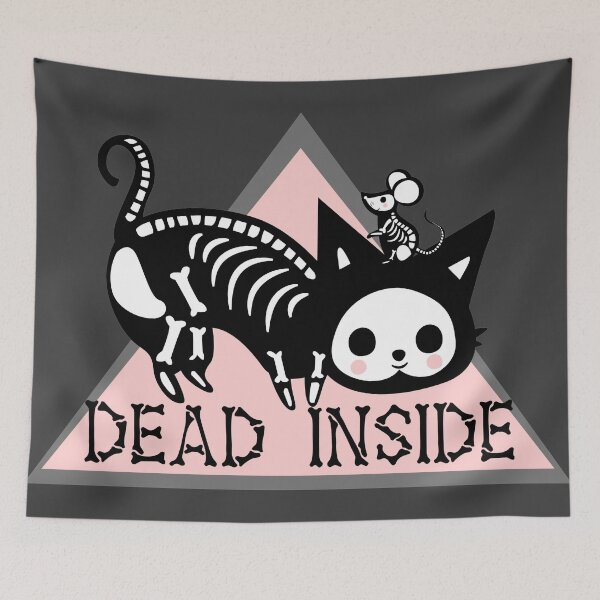 Item preview, Dead Inside Skeleton Kitty And Mouse designed and sold by ChiweenieHobbit.