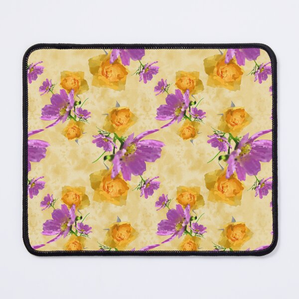 Item preview, Pink Cosmos and Yellow Rose Pattern designed and sold by Dora Yvonne Textiles.