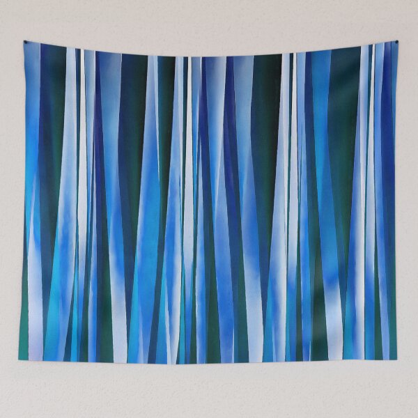 Item preview, Uneven Artistic Vertical Stripes Medium Blue Hues designed and sold by taiche.