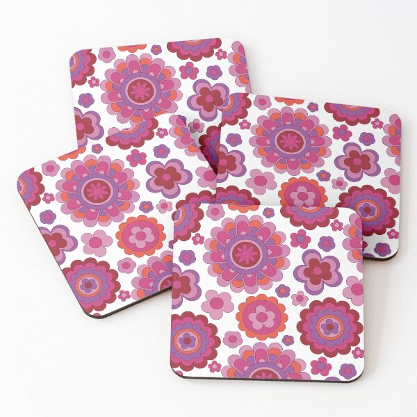 Item preview, Retro Flower Pattern Pink and Red Flower Print Hippie Chic designed and sold by Teez-Me.