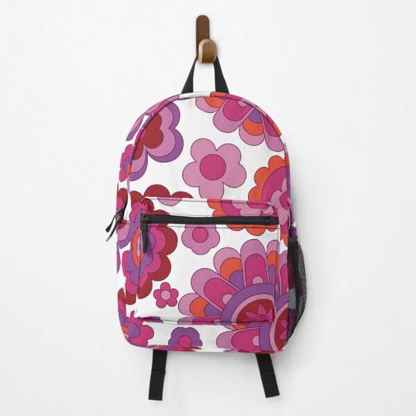 Item preview, Retro Flower Pattern Pink and Red Flower Print Hippie Chic designed and sold by Teez-Me.
