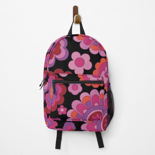 Item preview, Retro Flower Pattern Pink and Red Flower Print Hippie Chic designed and sold by Teez-Me.