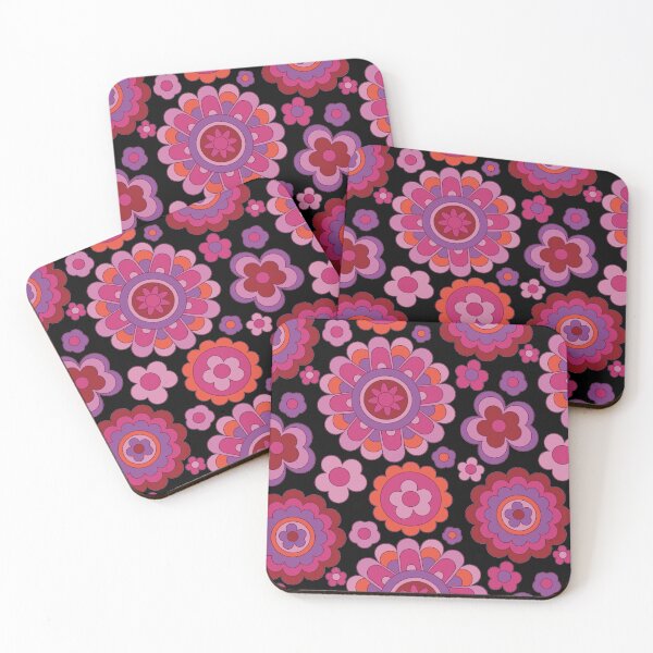 Item preview, Retro Flower Pattern Pink and Red Flower Print Hippie Chic designed and sold by Teez-Me.