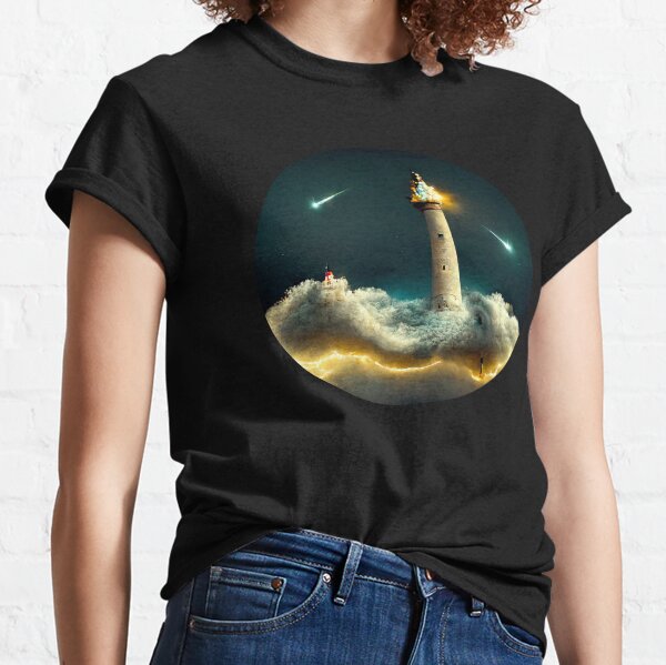 Cloudy Port Fantasy Lighthouse Classic T-Shirt