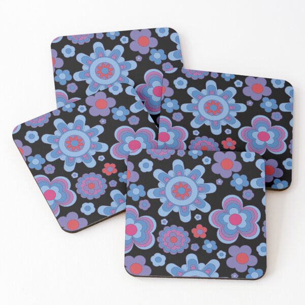 Item preview, Retro Flower Pattern Purple and Blue Flower Print Hippie Chic designed and sold by Teez-Me.