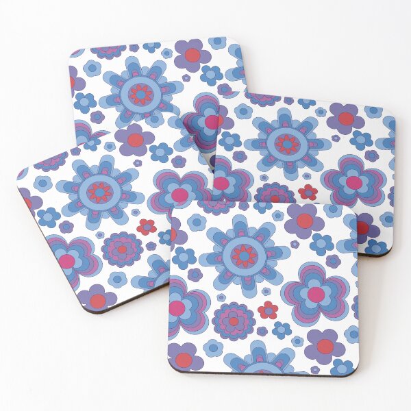 Item preview, Retro Flower Pattern Purple and Blue Flower Print Hippie Chic designed and sold by Teez-Me.