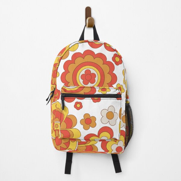 Item preview, Retro Flower Pattern Yellow and Red Flower Print Hippie Chic designed and sold by Teez-Me.