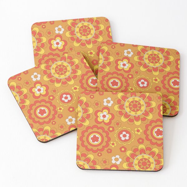 Item preview, Retro Flower Pattern Orange and Yellow Flower Print Hippie Chic designed and sold by Teez-Me.