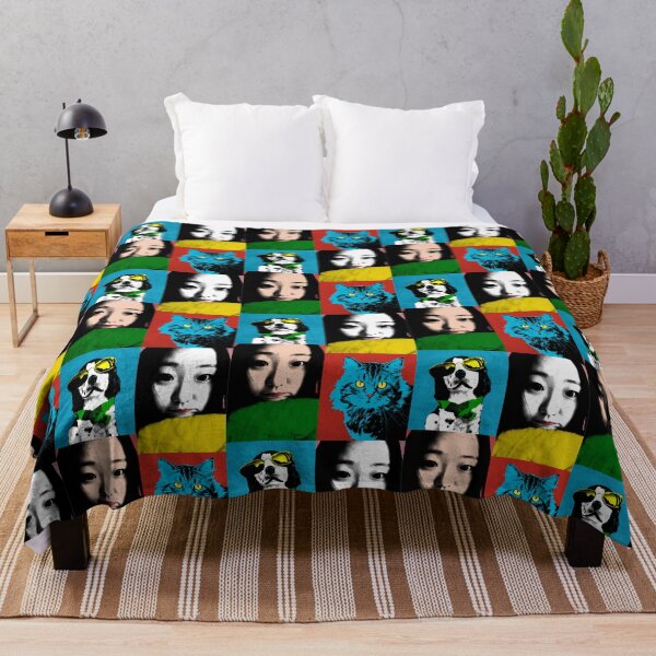 Item preview, BEAUTIFUL FUNNY ASIAN GIRL, CAT AND DOG POP ART COLOR designed and sold by NYWA-ART.