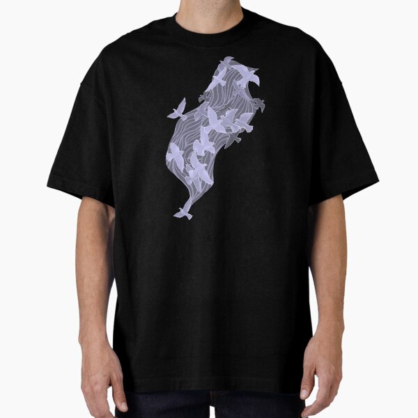 Bird and Waves Lavender Oversized T-Shirt