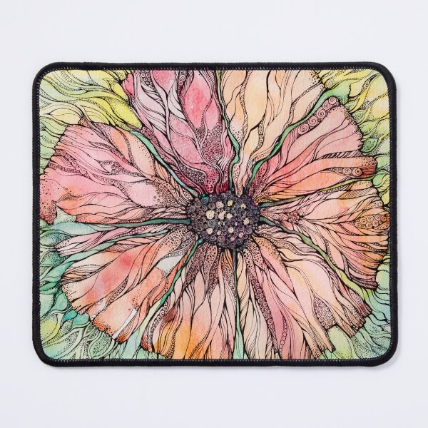 Item preview, Red Poppy.Hand draw  ink and pen, Watercolor, on textured paper designed and sold by MandalaFlowerArt.