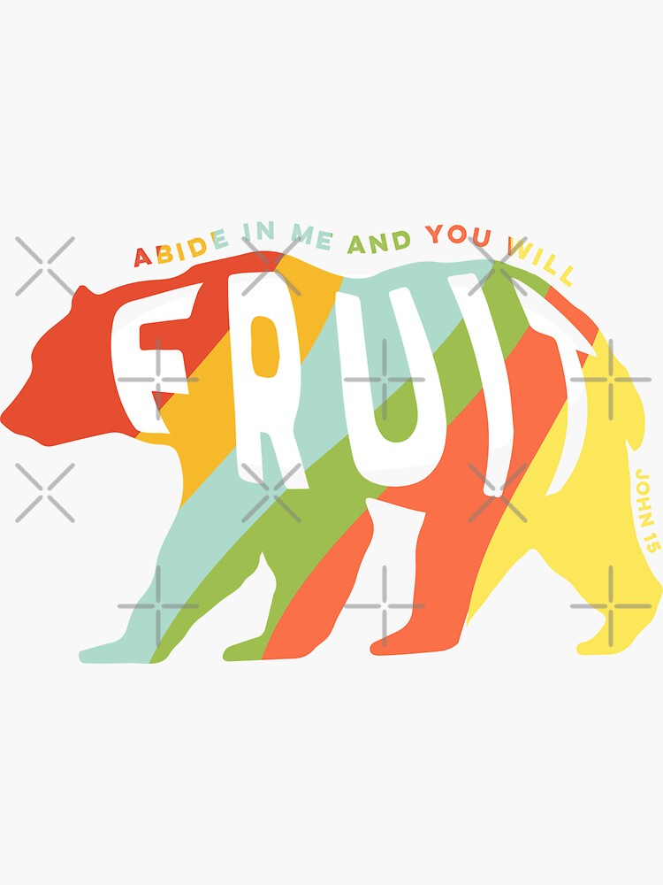 "Bear Fruit (Colorful with cutout text)" Sticker for Sale by