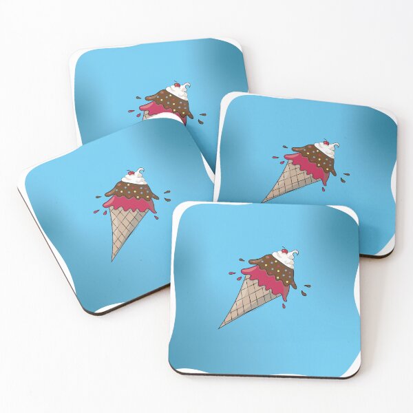 Item preview, Ice Cream Cone Pattern on a Blue Striped Background designed and sold by iCraftCafe.