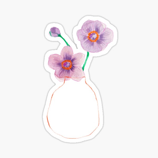Poppies in Vase Sticker