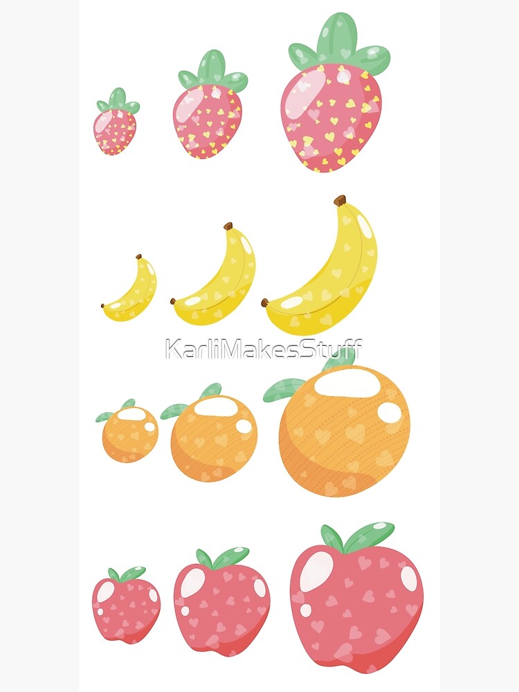 "Mixed Fruit Kawaii Fruit Salad Strawberry Banana Orange Apple Cute