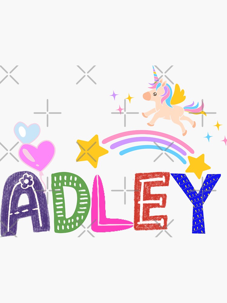 "You Tube A For Adley Kids, Colorful, Rainbow, Unicorn" Sticker for