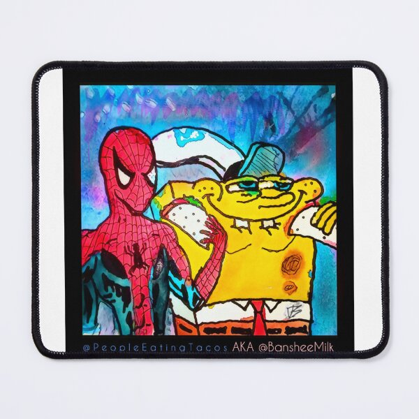 Item preview, Spidey & SpongeBob Eating Tacos designed and sold by BansheeMilk.