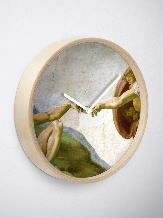 Alternate view of The Creation of Adam Painting by Michelangelo Sistine Chapel Clock
