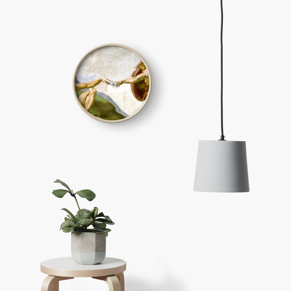The Creation of Adam Painting by Michelangelo Sistine Chapel Clock
