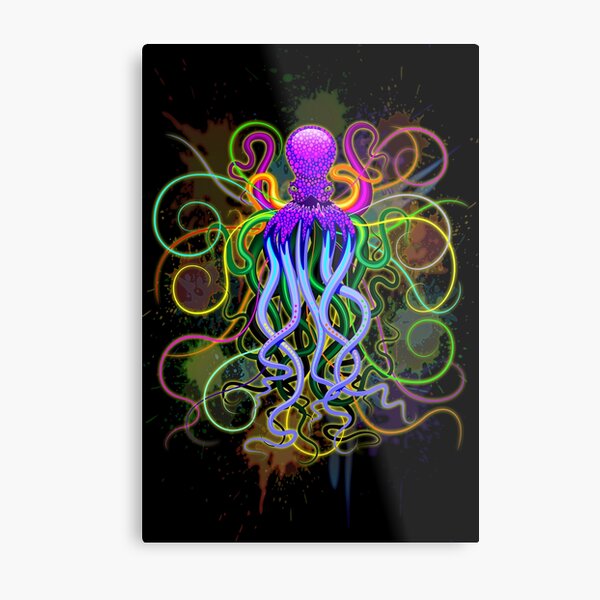 Octopus Psychedelic Luminescence Metal Print