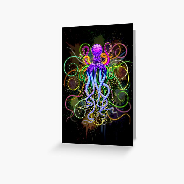 Octopus Psychedelic Luminescence Greeting Card