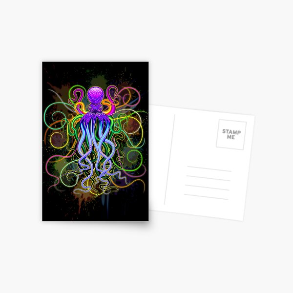 Octopus Psychedelic Luminescence Postcard