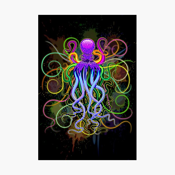 Octopus Psychedelic Luminescence Photographic Print