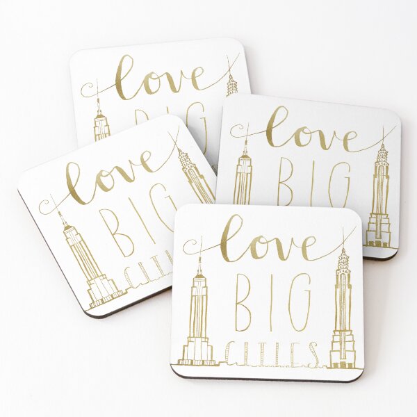 Item preview, New York City Skyline Illustrations and Lettering--Love Big Cities in Gold designed and sold by nycsketchartist.