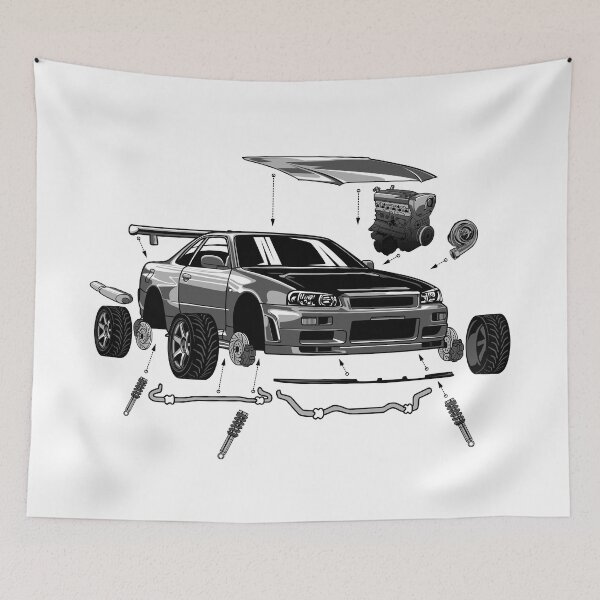 Item preview, R34 Crank Out Racing Car Body Parts Engine Turbo designed and sold by halleinstyle.
