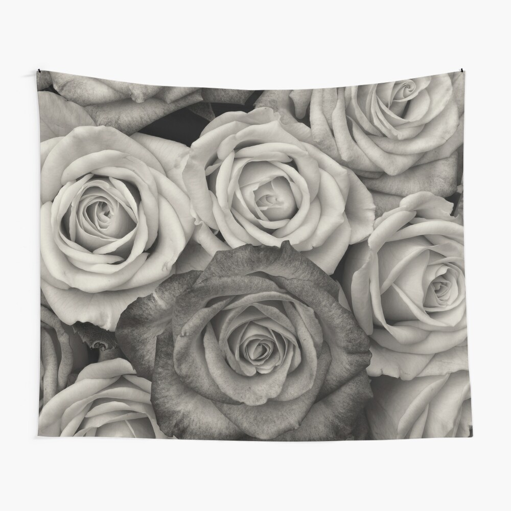 Tela decorativa «Ramo de rosas blancas y negras» de livianasgifts |  Redbubble