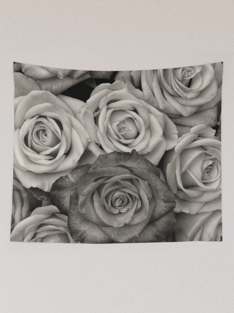 Black and discount white rose tapestry