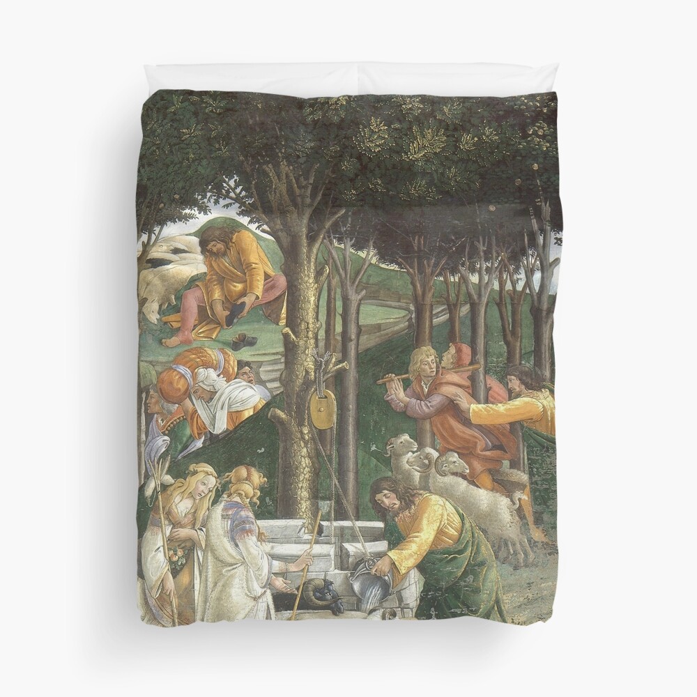 Trials of Moses Painting by Botticelli - Sistine Chapel Duvet Cover
