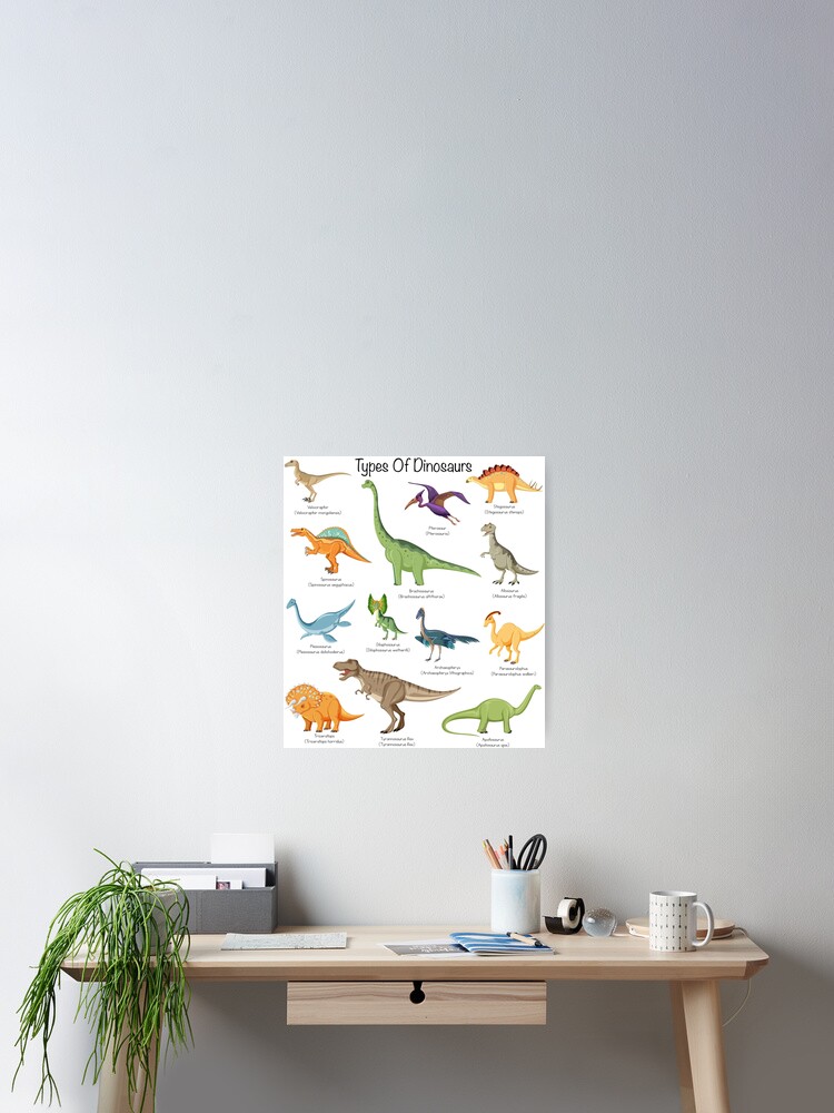 Types of dinosaurs - Cute loving dinosaurs educational identification  | Art Board Print
