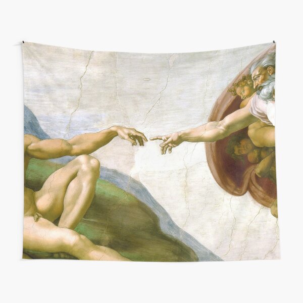 The Creation of Adam Painting by Michelangelo Sistine Chapel Tapestry