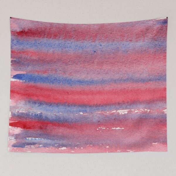 Aperçu de l'œuvre Bandes horizontales aquarelles floues rouges et bleues créée et vendue par patterncrow.