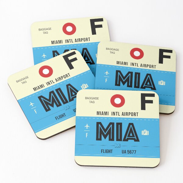 Item preview, Miami MIA - Luggage Tag Airport Miami Throw Pillow designed and sold by Cockpitstore.