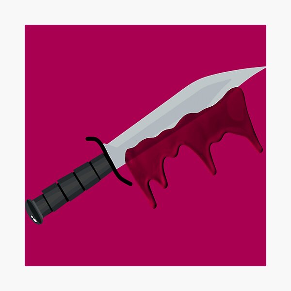 Trendy Pink Knife With Drops Of Blood Trendy Illustration In Style