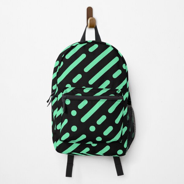 Item preview, Geometric Line And Dot Minimal Pattern In Neon Sea Green And Black designed and sold by risingrocket.